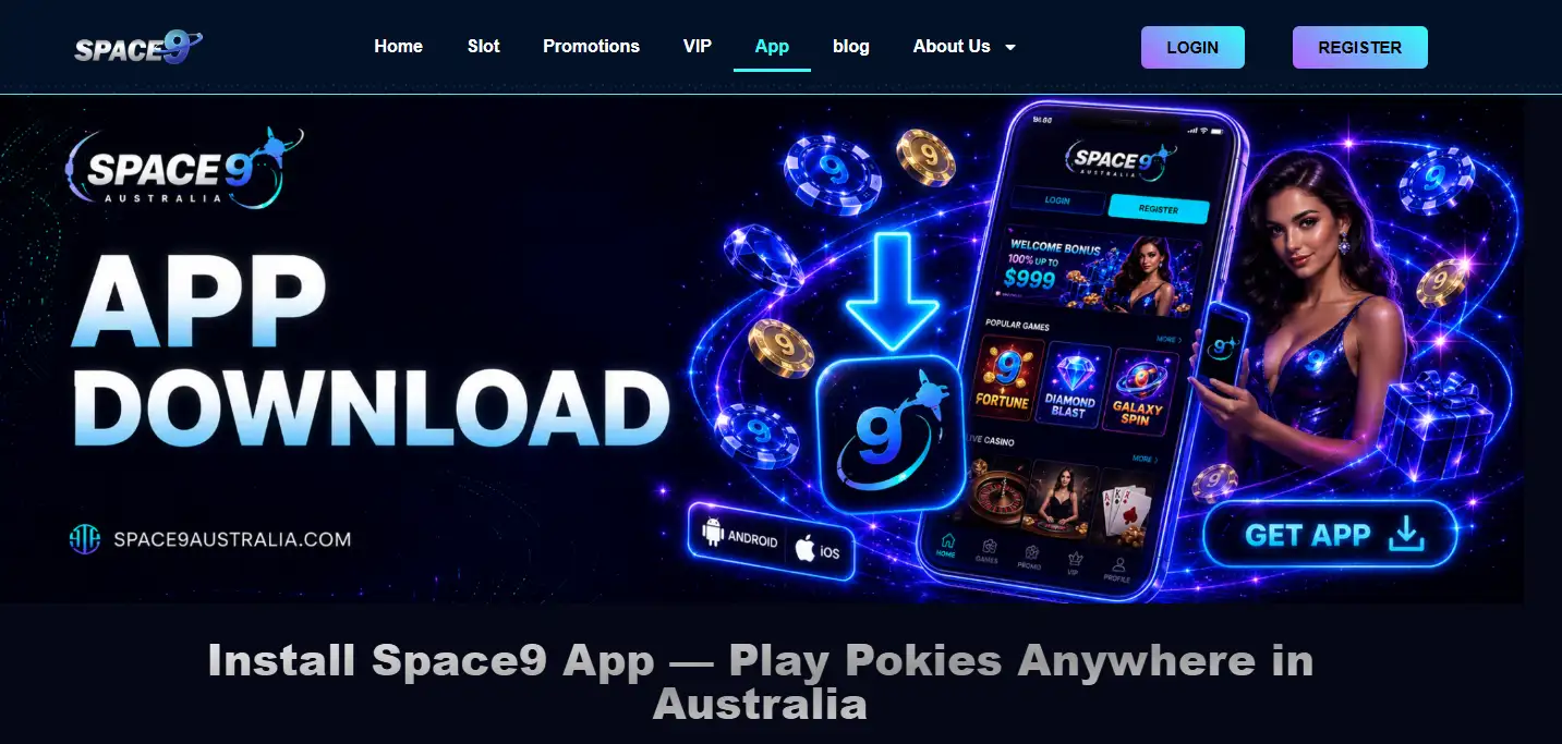 Space9 mobile access page with browser and app information